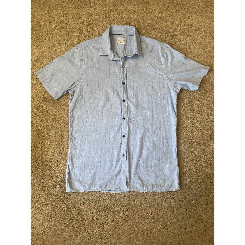 Day & Age Cotton Blue Shirt Sleeve Button Up Coastal Casual Men’s L